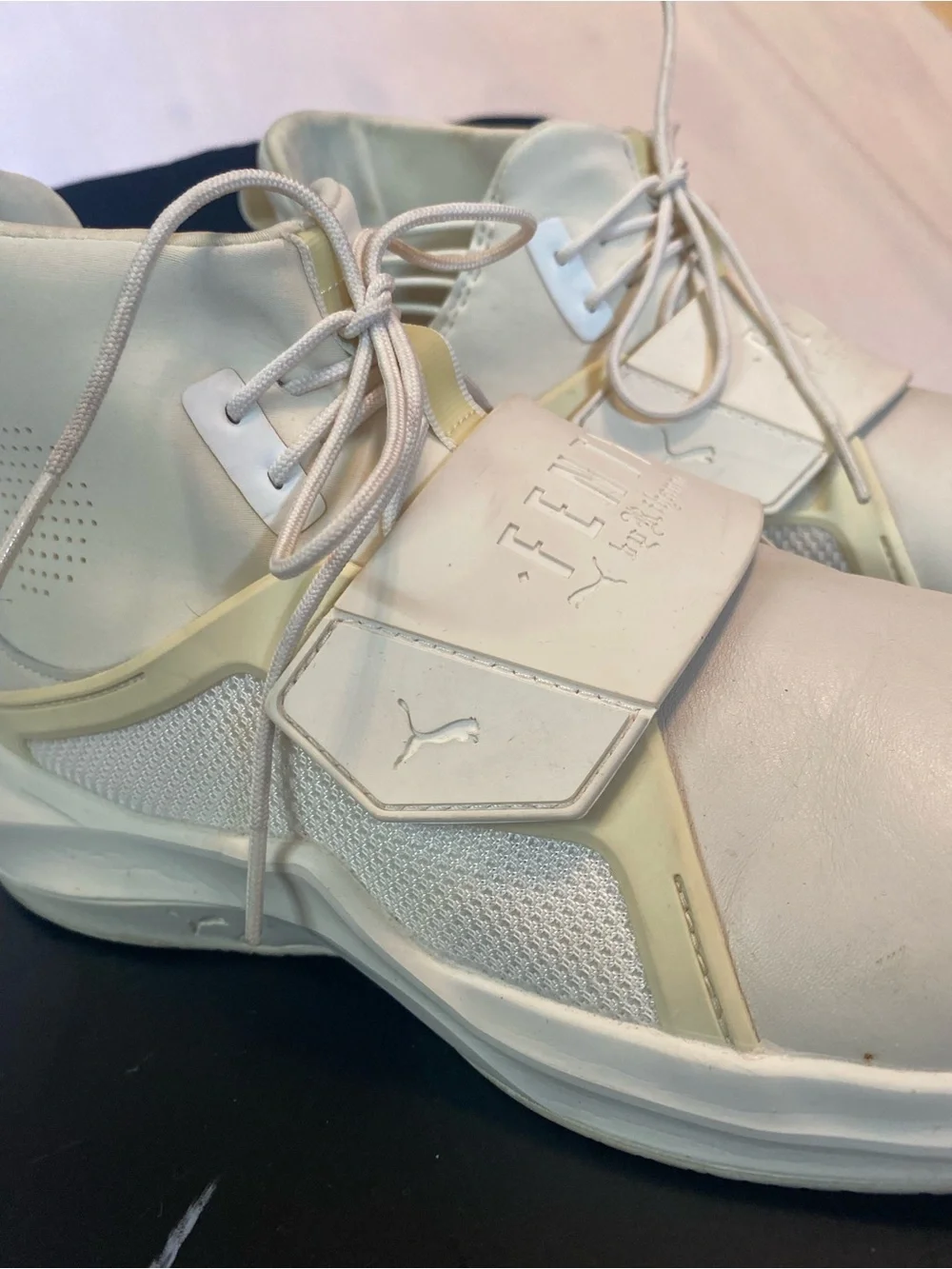 Fenty X Puma Wmns Trainer High Whisper White Leather Rare Size 10 w/box & Bag
